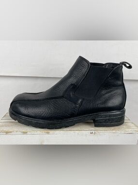 Borelli Men's black leather slip-on ankle boots size 12